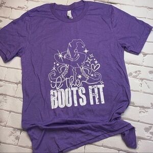 Halloween graphic tee spooky season witch boot small new purple